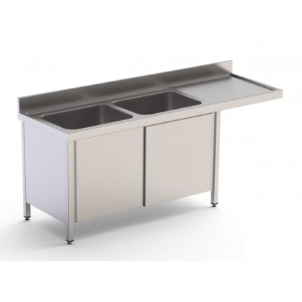 FREGADERO PARA LAVAVAJILLAS 2 CUBAS IZQUIERDA CON PUERTAS