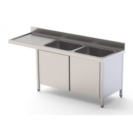 FREGADERO CON PUERTAS CORREDERAS 2 CUBAS DERECHA